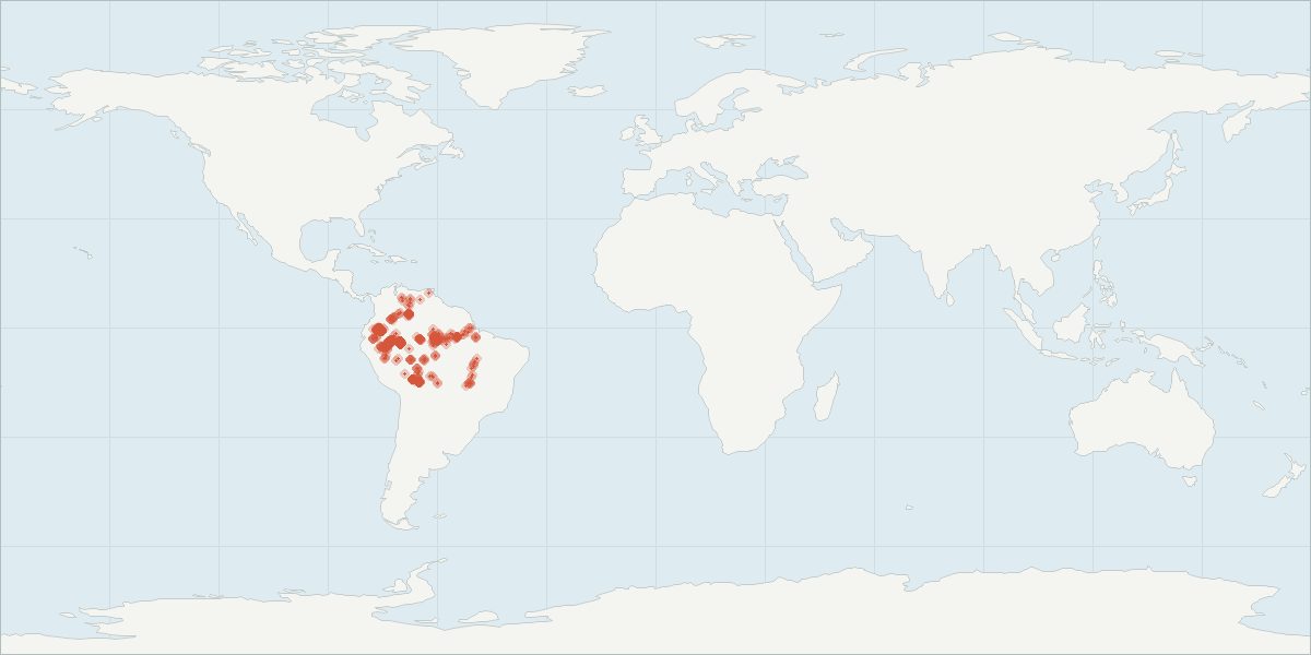 Carte de répartition : Dauphin rose de l’Amazone (Inia geoffrensis), 774 observations géolocalisées issues du GBIF